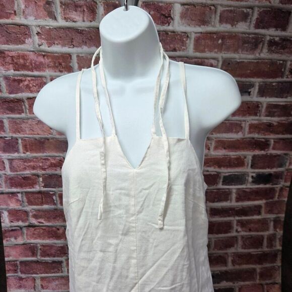 Universal Thread White Linen Blend Sundress XS Midi V Neck Adjustable Straps - Picture 4 of 5